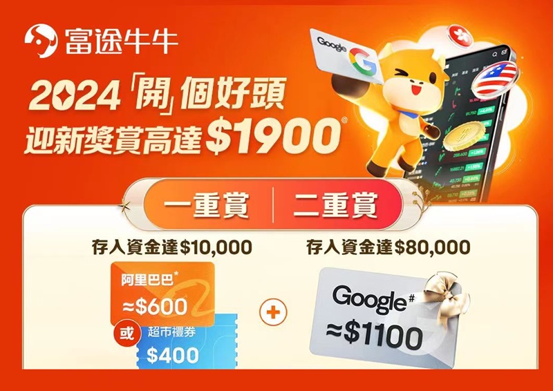 （2024年2月更新）富途证券最新开户优惠：中国送谷歌+阿里+200港币+美国送16股-图片1